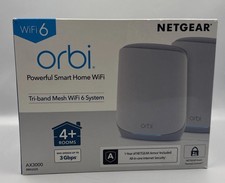 NETGEAR Orbi AX3000 Tri-Band Mesh WiFi 6 System, 4.2Gbps, White New in Box