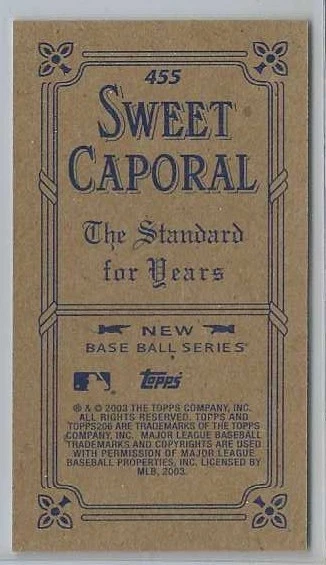 2002 TOPPS 206 SWEET CAPORAL BLUE NAP LAJOIE CLEVELAND - Image 2 of 2