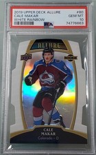Cale Makar RC 2019 UPPER DECK ALLURE ⭐WHITE RAINBOW DIE-CUT⭐ #80 GEM MINT PSA 10