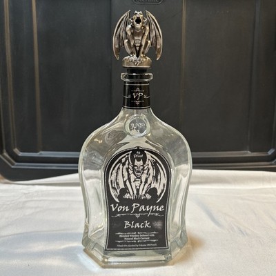 Von Payne Black Victory V Empty Whiskey Bottle Gargoyle Pourer Spout 750ml
