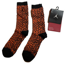 Air Jordan Crew Socks Orange Black Patterned Mens L 8-12 , S 3Y-5Y NEW