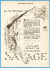 1919 Savage Arms 250-3000 Sporting Rifle Dealton Valentine Art Mountain Lion