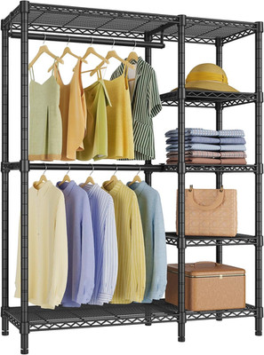 V7 Garment Rack for Hanging Clothes Heavy Duty Clothes Rack with Shelves, Portab