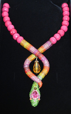 New $260 Heidi Daus ''Gorgeous Glimmer Snake'' Crystal Snake Drop Necklace