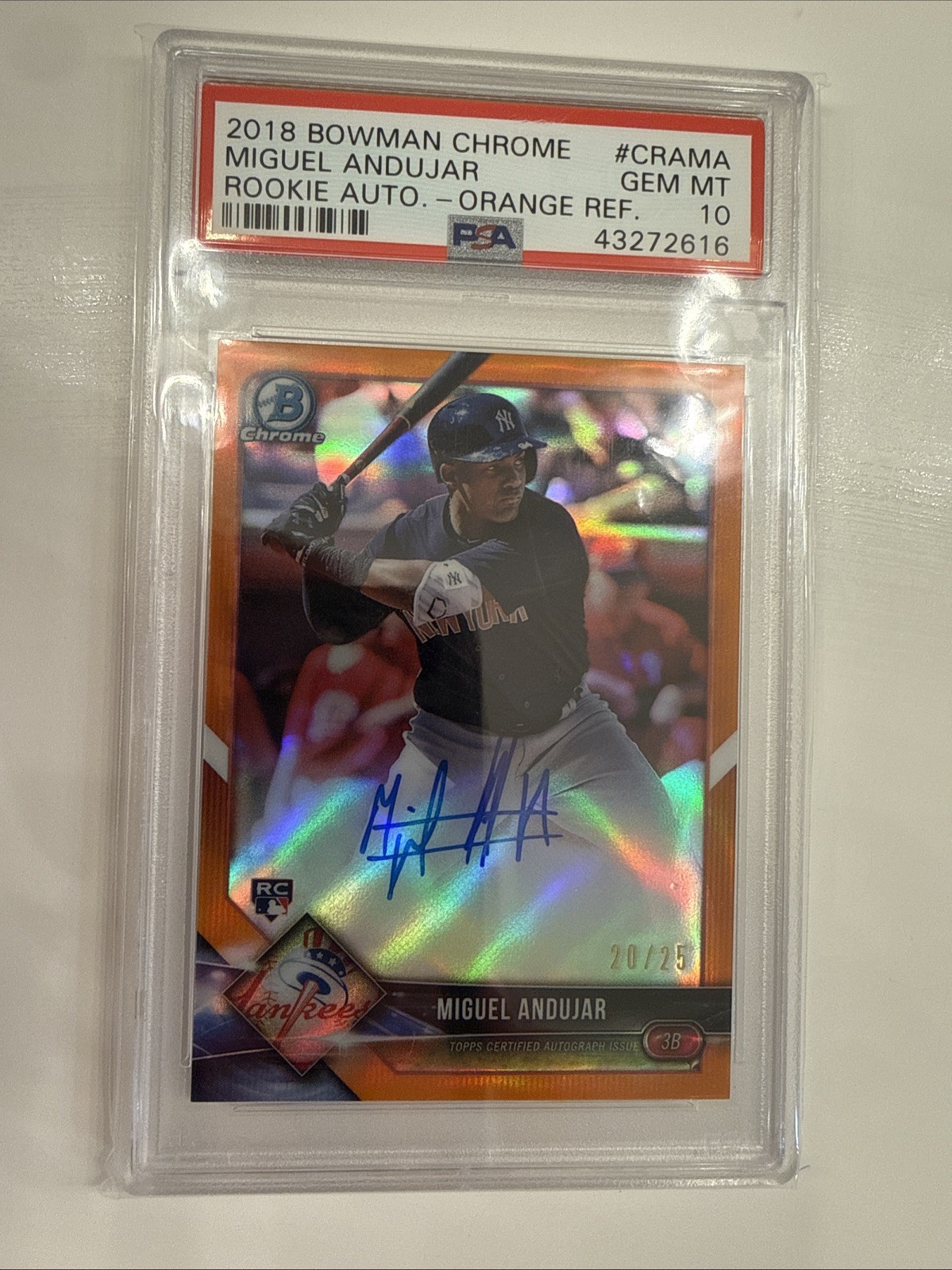 2018 Bowman Chrome Rookie Autographs Miguel Andujar /25 PSA 10 🔥🔥