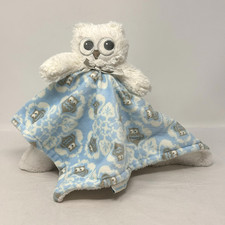 BLANKETS BEYOND Owl Lovey Plush White Blue Security Blanket