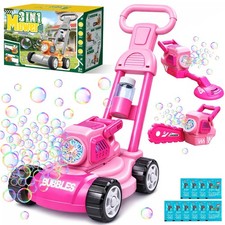 Bubble Lawn Mower for Kids, 3-in-1 Bubble Machine Blower with 10 Bubble Solut...
