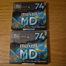 Nuevos minidiscos grabables en blanco Maxell Color MD 74 - 74 min. 2 discos precintados