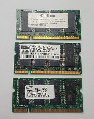 Diverse 768MB - (3 x 256 MB) PC2700 DDR-333MHz 200pin SoDimm RAM Speichermodul