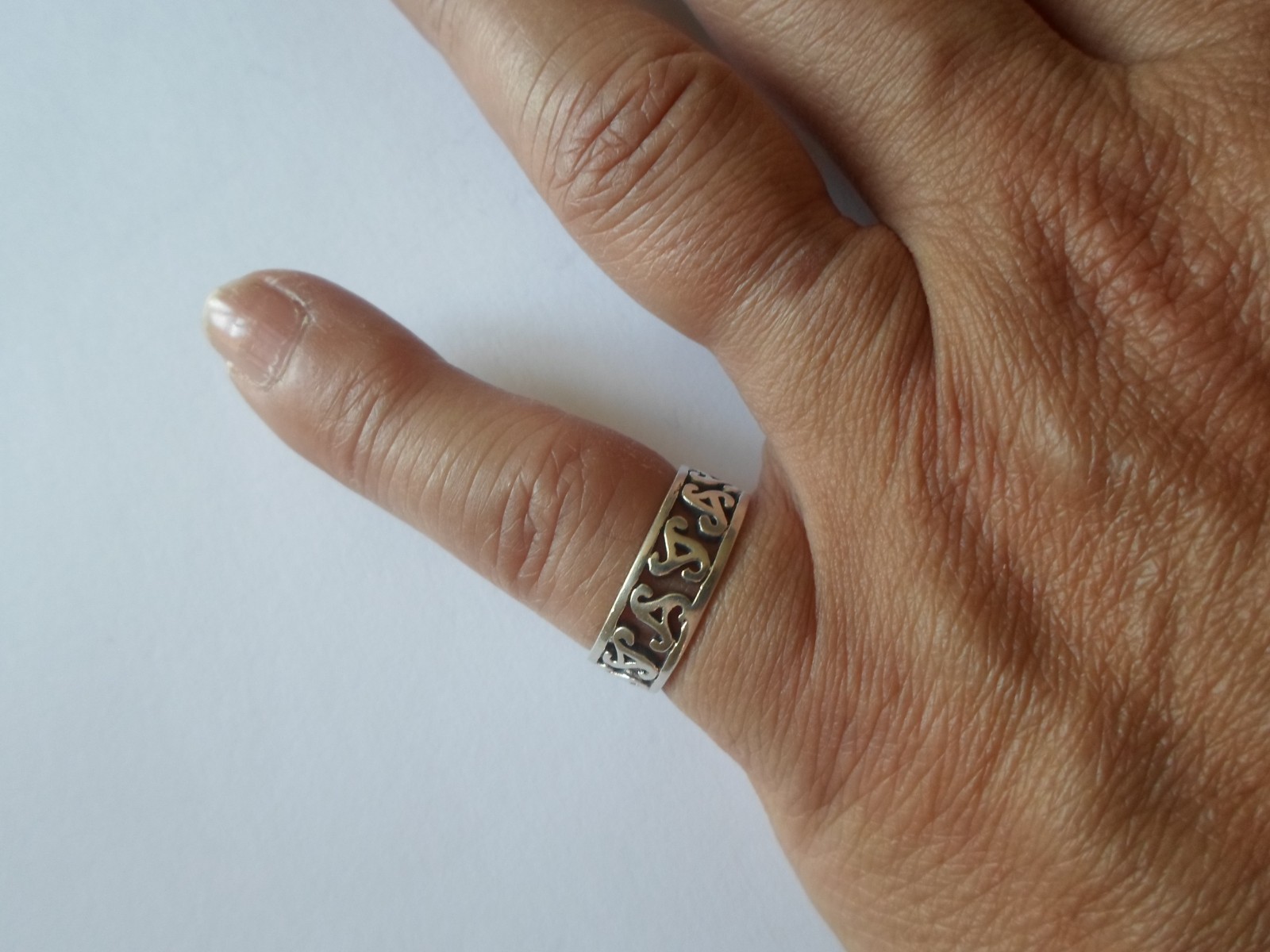 solid silver ring, openwork ring, letter A, size … - image 3