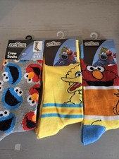 NWT Sesame Street Socks Cookie Elmo Oscar Big Bird Adult Size 9-13 Lot Of 3
