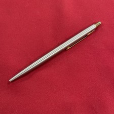 Parker Brushed Stainless Steel & Gold Tone Ballpoint Pen Made In USA (Black Ink)
