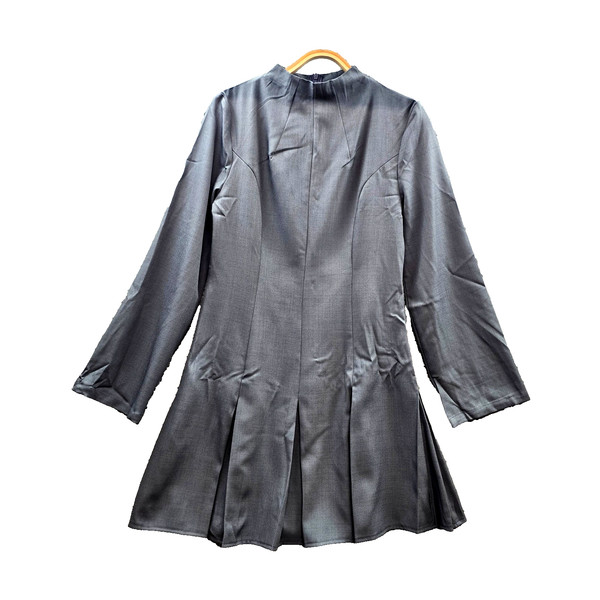 Shein Dress Womens A-line Mini Size M Grey Long Sleeve High Neck Pleated