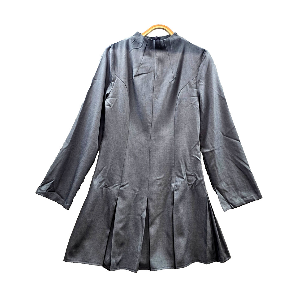 Shein Dress Womens A-line Mini Size M Grey Long Sleeve High Neck Pleated
