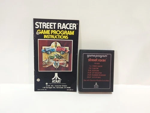 Street Racer  (Atari 2600, 1977) CX-2612.  Cartridge, and manual, tested.