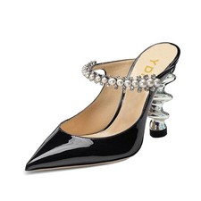 YDN Women Trendy Metallic Spiral Heels Slip On Sandals Rhinestone Strap Pumps...