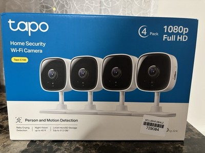 TP-Link Tapo C100 Indoor Security Camera 1080p WiFi 2-Way Audio 4-Pack