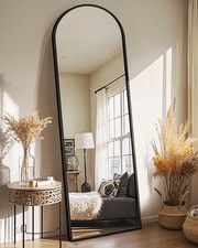Arched Full-Length Floor Mirror, Aluminum Frame