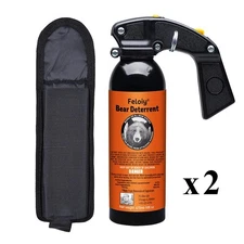Lot of 2 - UDAP Pepper Power Bear Spray Repellant w/ Griz Guard Holster
