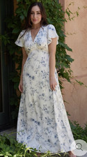 baltic born carmen maxi dress off white blue floral size women's medium