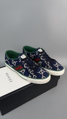 Size 9 G - Gucci Tennis 1977 Web Maxi GG Men`s Sneakers Blue 9.5 US or 43 EU