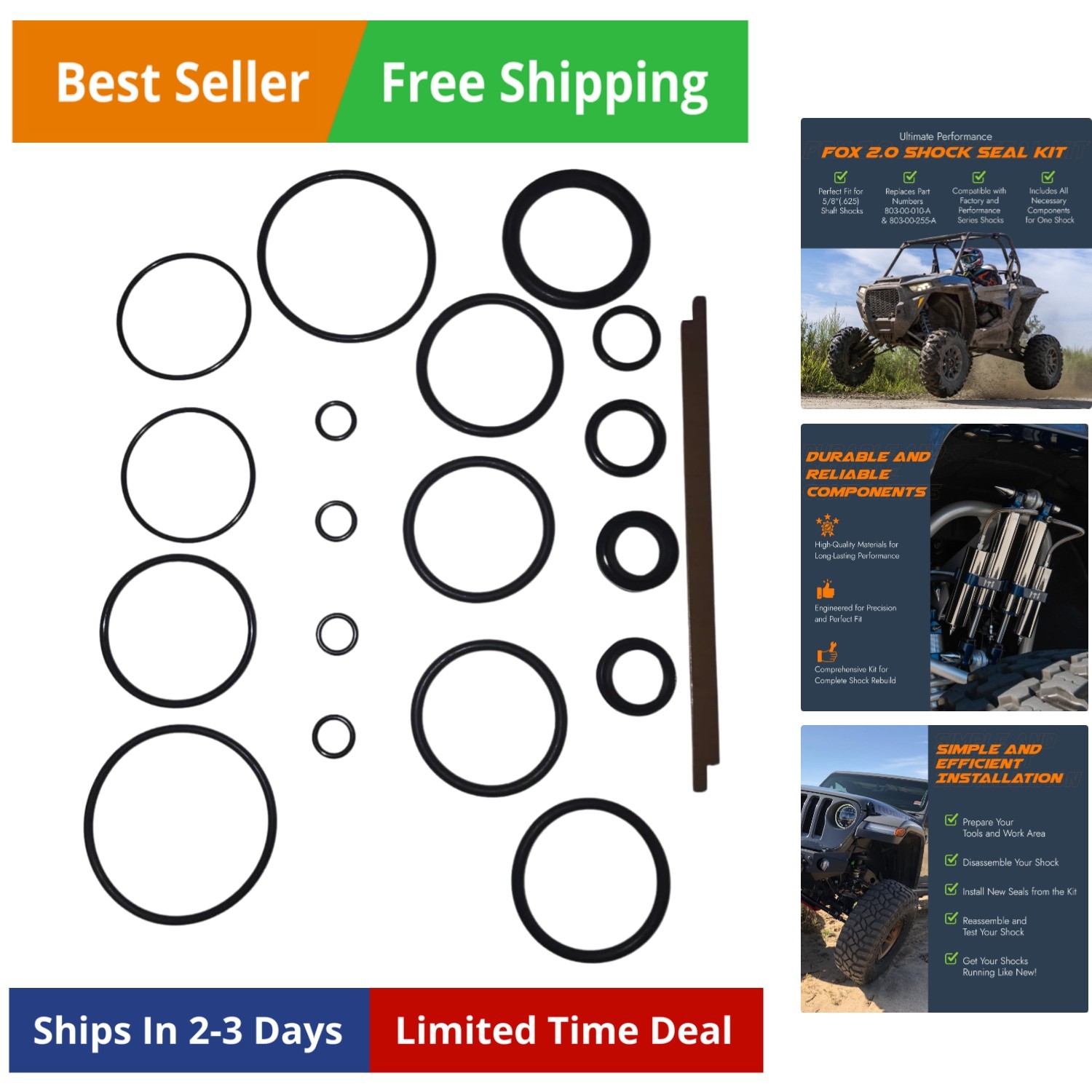 Fox 2.0 Shock Seal Kit &ndash; Rebuild Kit for 5/8" Shaft Shocks