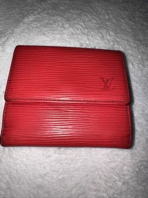 Vintage LV Luis Vuitton Red Epi Leather Elise Trifold Wallet Unisex