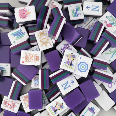4-Layer Acrylic Mahjong Set 160Pcs Purple Chinese Carved American Mahjong