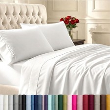 6 Pc Queen Size Sheet Set W/ 4 Pillowcases Soft 400 Thread Count 100 Cotton
