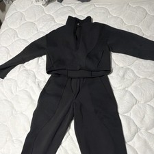 Lululemon Black Sweatsuit Set Zip High Neck Long Sleeve Sweatshirt & Pants 