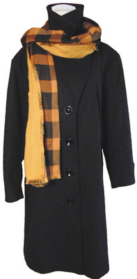 COLLECTION BY GALLERY WOMENS BLACK WOOL BLEND COAT W/SCARF OVERYCOAT JACKET~2XP