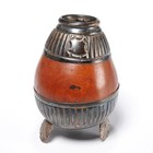 800 Silver Vtg Yerba Mate Tea Gourd Argentina 4"h — photo 1