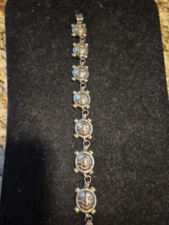 8" Handcrafted Turtle Bracelet Unique Silver