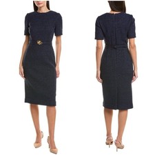 OSCAR DE LA RENTA Lurex Check Tweed Pencil Dress size 14 Retail $3290