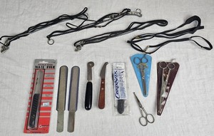 Lot of 13 Dog Show Vintage Grooming Tools Nail File Lead Shears Cuticle Thinning