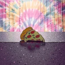 Pizza Slice Hard Enamel Pin – Melting Cheese Pepperoni Brooch – Food Lover Lapel