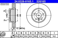 2X ATE Bremsscheibe Powerdisc 24.0326-0165.1 FüR Aveo Astra Opel Chevrolet Cruze