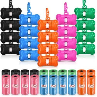 Sabary 20 Pack Bone Shaped Poop Waste Bag Dispenser Dog Poop Waste Bag Holder