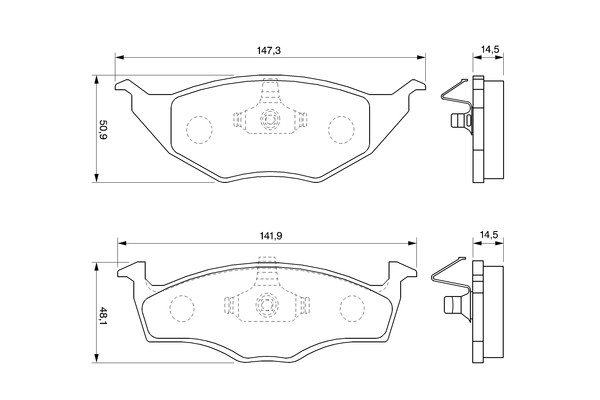 Plaquettes de frein Bosch 0 986 424 502 sans bruit pour étrier de frein à disque VW