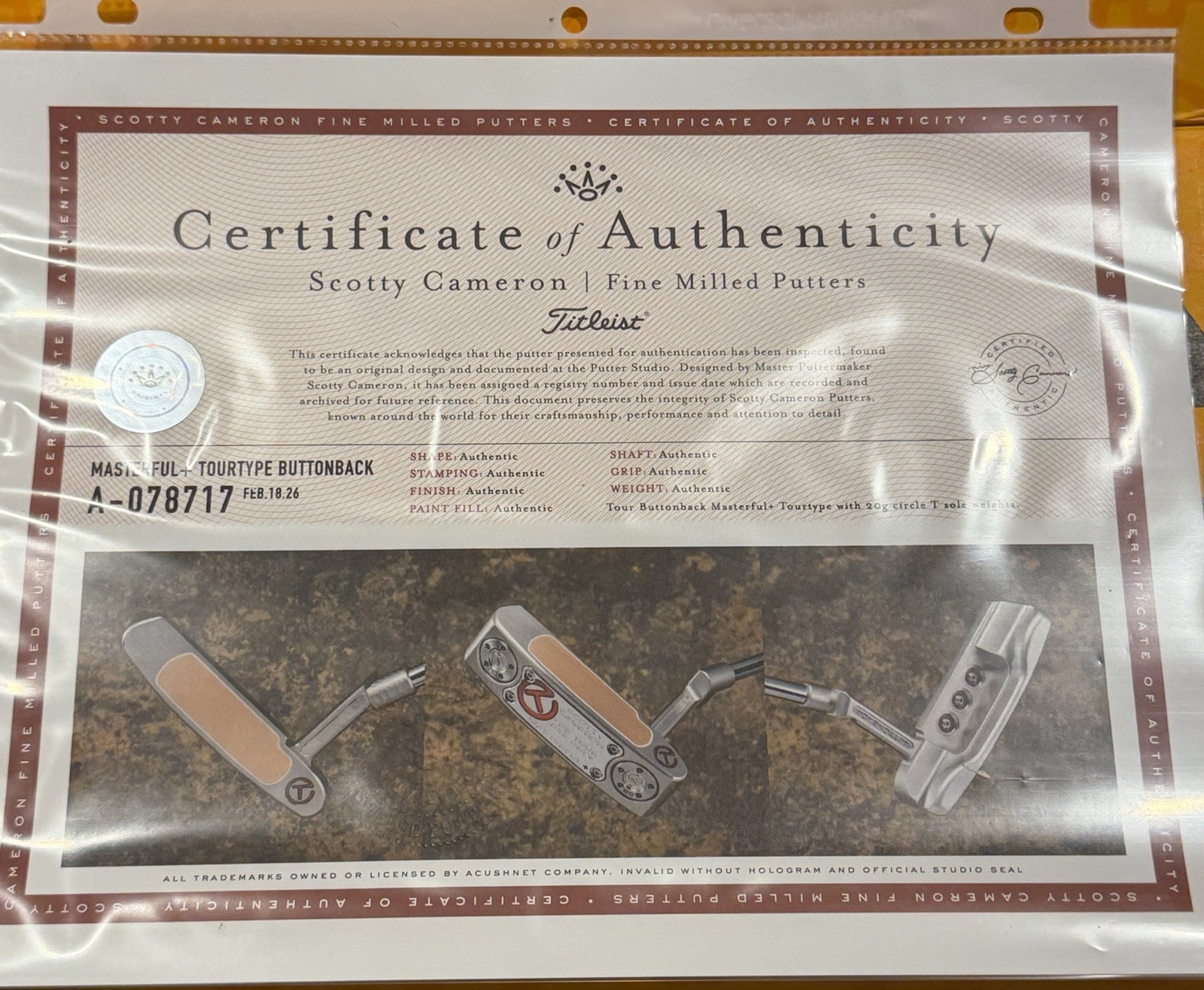 A078717, the certificate in the eBay listing's photos