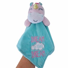 Baby Starters Pink Unicorn Lovey Dream a Little Aqua Teal Satin Back