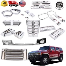 Silver Chrome Cover Trim Door Handle Mirror Hood Vent Set For Hummer H2 2003-09