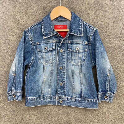 Esprit Denim Jacket Girls 3 Years Blue Snap Button Collared Cotton 5927