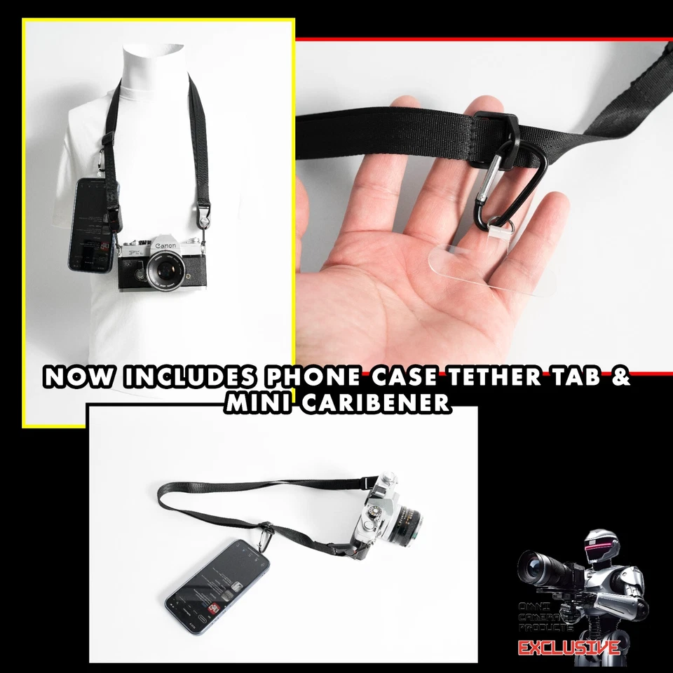 Correa ajustable negra para cámara 32-58" x 3/4" con anclajes de diseño de pico Foto 4 de 4