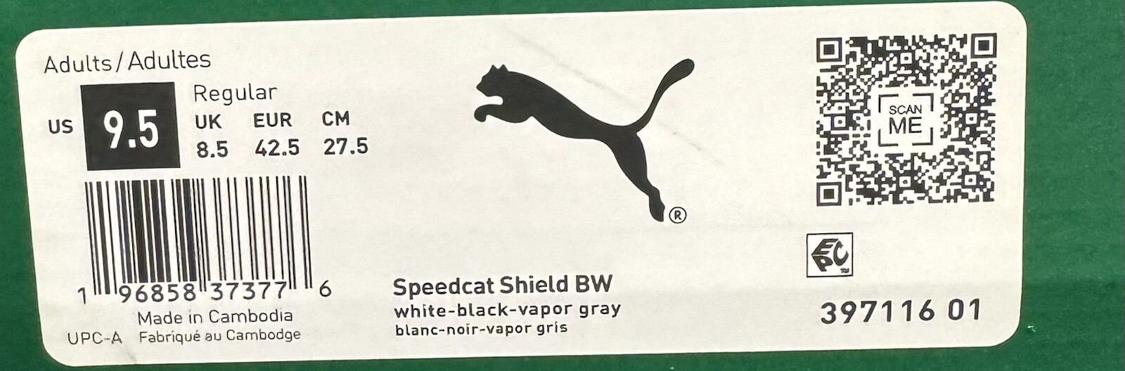 Puma Speedcat Shield BW White Sneakers Shoes 397116-01 Men's Size 9.5 thumbnail 8