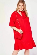 Pink clove plus shift dress UK 20 womens tie neck red evening party