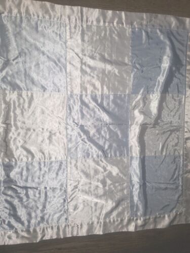 ANGEL DEAR BLUE WHITE  BABY Blanket SATIN TRIM SOFT 30" x 28" - Picture 1 of 2