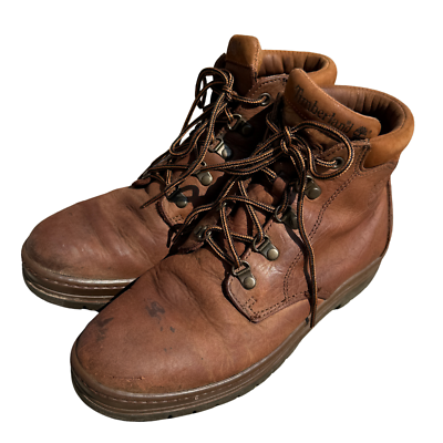 Vintage 90s Timberland Hiking Boots Men's 9.5 Brown Leather Padded