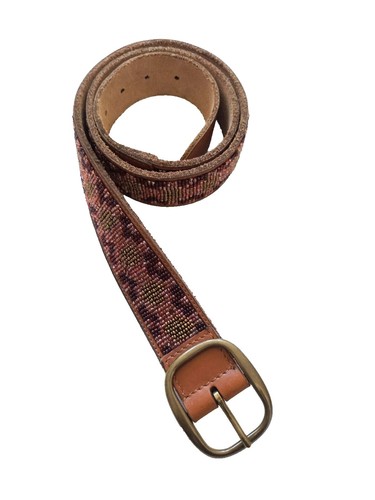 Lucky Brand rustic leather bohemian style black belt size M Lucky Brand Boho Chic Belt Metallic Toned Leather Medium (42  main image 2