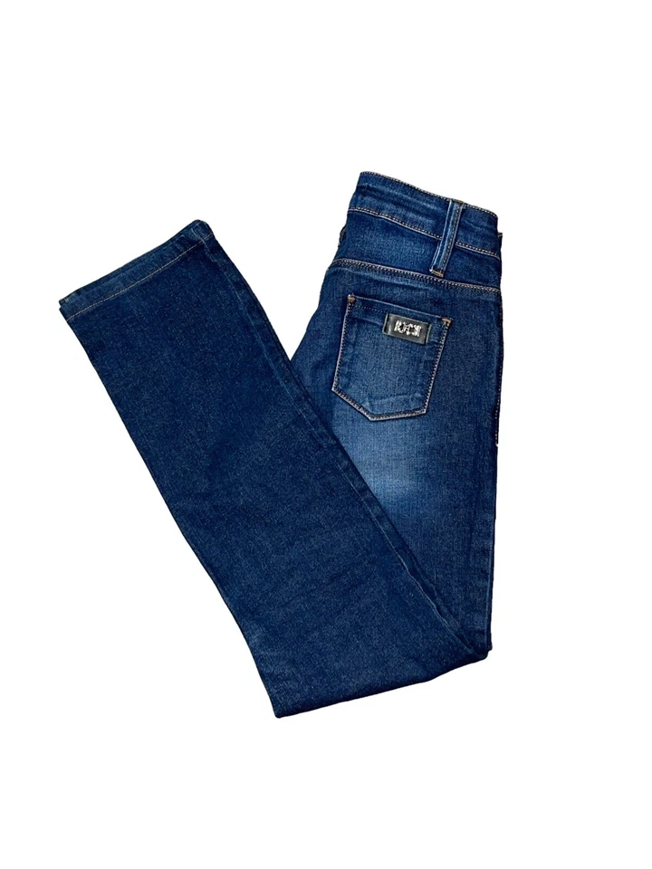 Pantalones de mezclilla elásticos ajustados de algodón lavado oscuro tiro bajo John Richmond 29 para mujer Foto 4 de 4